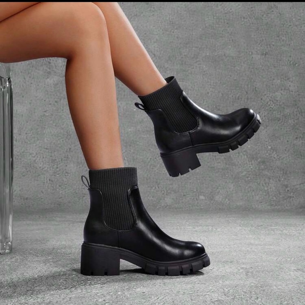 BRAND NEW  Women's Chelsea Platform Ankle Boots Elastic Chic Comfort Chunky